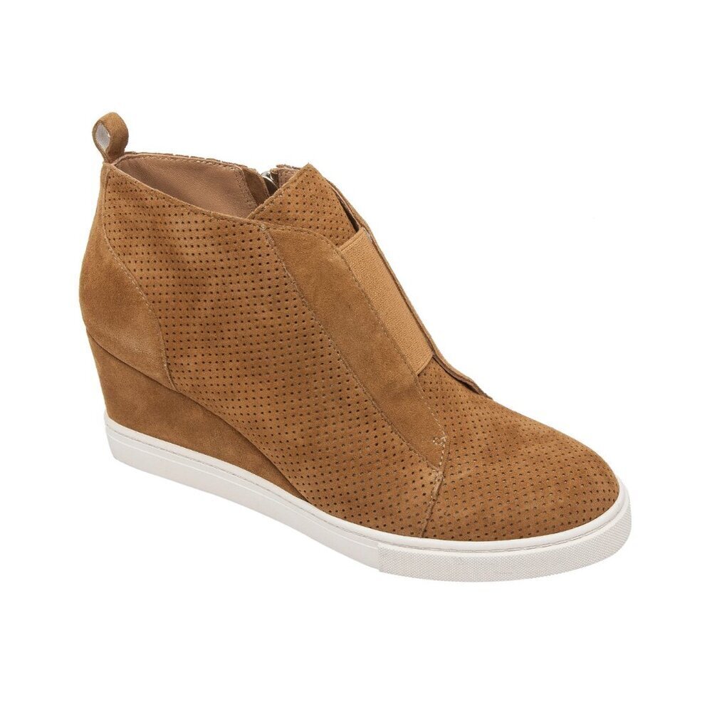Linea Paolo Felicia Suede Original Platform Wedge Sneaker Bootie, Brown, 8.5